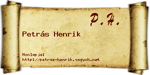 Petrás Henrik névjegykártya